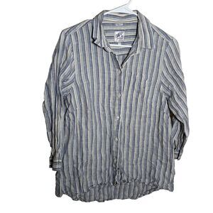 We Me And You Shirt Women's Large Linen Button Up Collared Preppy Casual Top